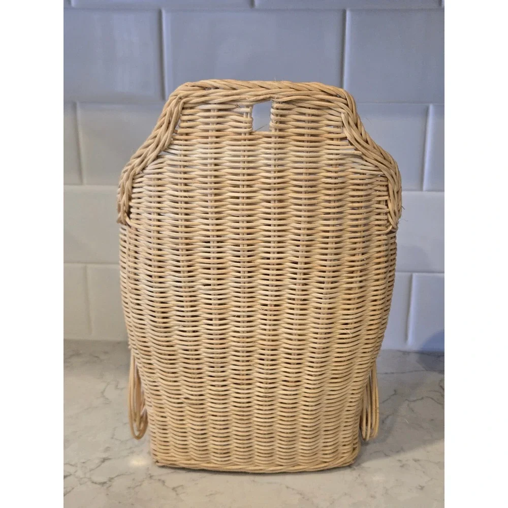 Unbranded Owl Wicker Wall Basket Tan Excellent Boho Rattan Hanging Pocket Decor - Picture 4 of 14